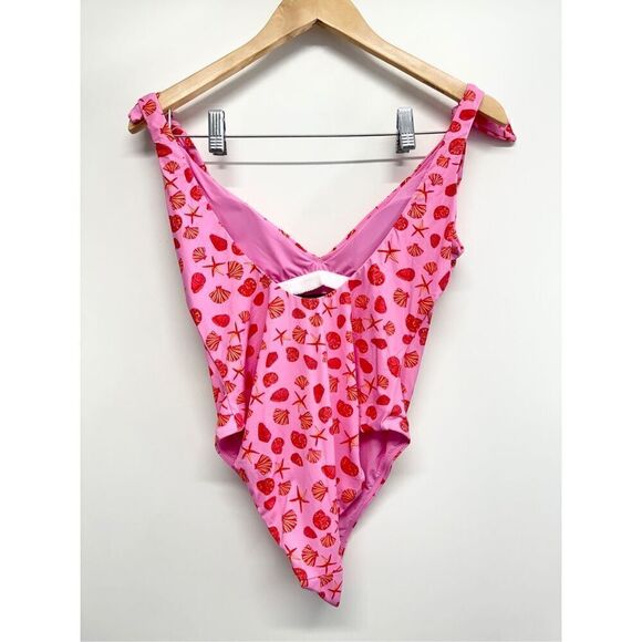 AQUA‎ Printed One piece Swimsuit Beach Shells in Pink Size Small NEW - Picture 6 of 10